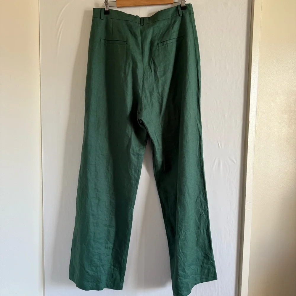 Reformation Green Linen Dress Pants Size 12